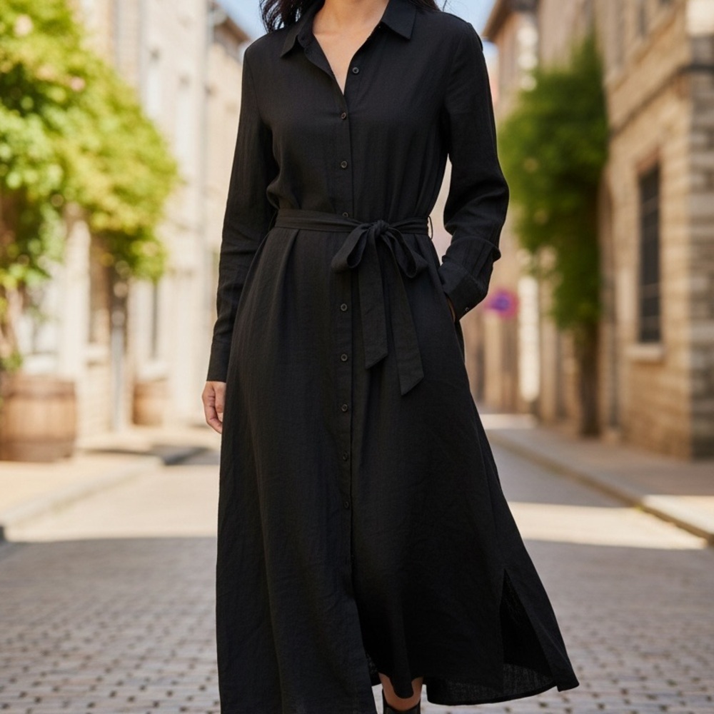 Banana Republic Black Midi Dress Size Small Workplace Approved